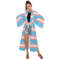 Trans Flag Stripes Maxi Kimono by WetdryvacsLair