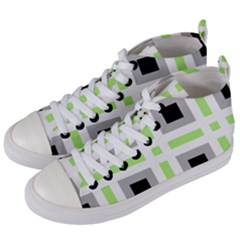 Agender Flag Plaid Women s Mid-top Canvas Sneakers by WetdryvacsLair