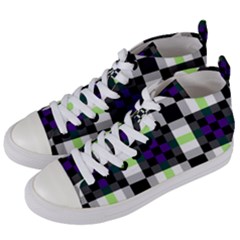 Agender Flag Plaid With Difference Women s Mid-top Canvas Sneakers by WetdryvacsLair