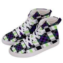 Agender Flag Plaid With Difference Women s Hi-top Skate Sneakers by WetdryvacsLair