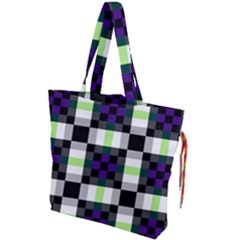 Agender Flag Plaid With Difference Drawstring Tote Bag by WetdryvacsLair