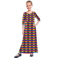 Double Black Diamond Pride Bar Kids  Quarter Sleeve Maxi Dress by WetdryvacsLair