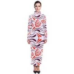 Folk Flowers Print Floral Pattern Ethnic Art Turtleneck Maxi Dress by Eskimos