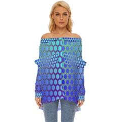 Hex Circle Points Vaporwave Three Off Shoulder Chiffon Pocket Shirt by WetdryvacsLair