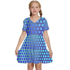 Hex Circle Points Vaporwave Three Kids  Short Sleeve Tiered Mini Dress by WetdryvacsLair