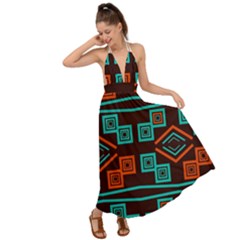 Abstract Pattern Geometric Backgrounds   Backless Maxi Beach Dress by Eskimos