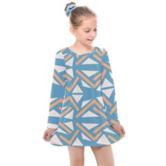 Abstract Geometric Design    Kids  Long Sleeve Dress by Eskimos