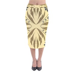 Folk Flowers Print Floral Pattern Ethnic Art Velvet Midi Pencil Skirt by Eskimos