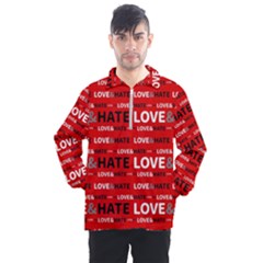 Love And Hate Typographic Design Pattern Men s Half Zip Pullover by dflcprintsclothing