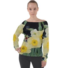 Daffodils In Bloom Off Shoulder Long Sleeve Velour Top by thedaffodilstore