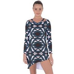 Abstract Pattern Geometric Backgrounds Asymmetric Cut-out Shift Dress by Eskimos