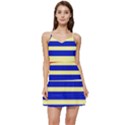 Blue and Red Stripes yellow Short Frill Dress View1