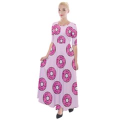 Sprinkled Donuts On Pink Half Sleeves Maxi Dress by FunDressesShop