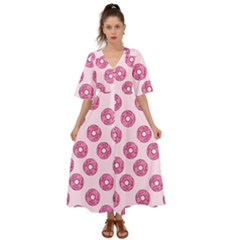 Sprinkled Donuts On Pink Kimono Sleeve Boho Dress by FunDressesShop