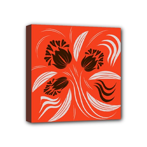 Folk Flowers Floral Art Print Flowers Abstract Art  Mini Canvas 4  X 4  (stretched) by Eskimos