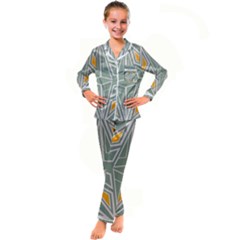 Abstract Pattern Geometric Backgrounds Kid s Satin Long Sleeve Pajamas Set by Eskimos