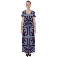 Abstract Pattern Geometric Backgrounds High Waist Short Sleeve Maxi Dress by Eskimos