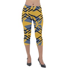 Abstract Pattern Geometric Backgrounds Lightweight Velour Capri Leggings  by Eskimos