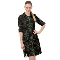 Folk Flowers Floral Art Print Flowers Abstract Art  Long Sleeve Mini Shirt Dress by Eskimos