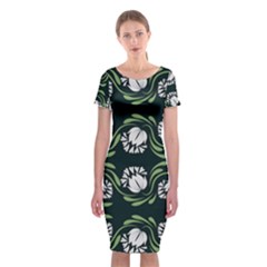 Folk Flowers Print Floral Pattern Ethnic Art Classic Short Sleeve Midi Dress by Eskimos