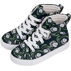 Folk Flowers Print Floral Pattern Ethnic Art Kids  Hi-top Skate Sneakers by Eskimos