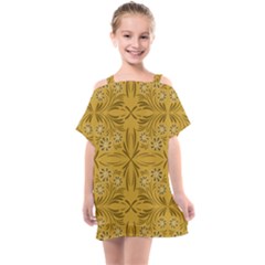 Folk Flowers Print Floral Pattern Ethnic Art Kids  One Piece Chiffon Dress by Eskimos