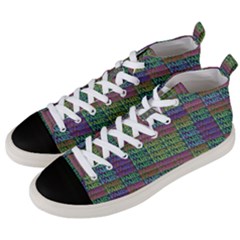 Paris Words Motif Colorful Pattern Men s Mid-top Canvas Sneakers by dflcprintsclothing