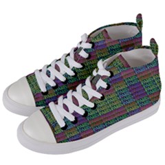 Paris Words Motif Colorful Pattern Women s Mid-top Canvas Sneakers by dflcprintsclothing