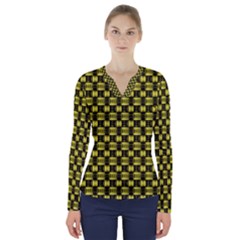 Glow Pattern V-neck Long Sleeve Top by Sparkle