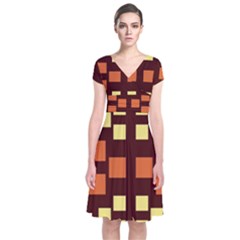 Abstract Pattern Geometric Backgrounds  Short Sleeve Front Wrap Dress by Eskimos