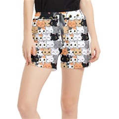 Cute-cat-kitten-cartoon-doodle-seamless-pattern Women s Runner Shorts by Jancukart