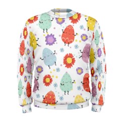 Easter Seamless Pattern With Cute Eggs Flowers Men s Sweatshirt by Jancukart