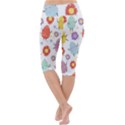 Easter Seamless Pattern With Cute Eggs Flowers Lightweight Velour Cropped Yoga Leggings View4