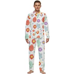 Easter Seamless Pattern With Cute Eggs Flowers Men s Long Sleeve Velvet Pocket Pajamas Set by Jancukart