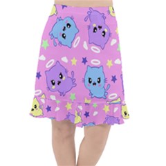 Seamless Pattern With Cute Kawaii Kittens Fishtail Chiffon Skirt by Jancukart