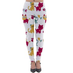 Pattern With Cute Cats Lightweight Velour Leggings by Jancukart