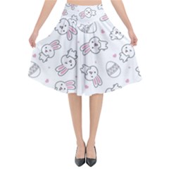 Cute Pattern With Easter Bunny Egg Flared Midi Skirt by Jancukart