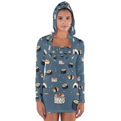 Sushi Pattern Long Sleeve Hooded T-shirt by Jancukart