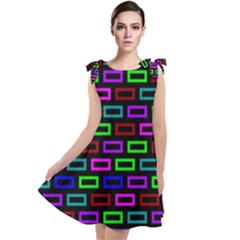 Colourful Bricks Pattern Colour Tie Up Tunic Dress by Jancukart