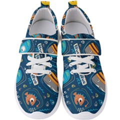 Seamless-pattern-vector-submarine-with-sea-animals-cartoon Men s Velcro Strap Shoes by Jancukart