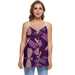 Dragonfly-pattern-design Casual Spaghetti Strap Chiffon Top by Jancukart