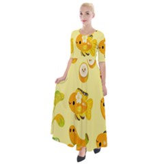 Banana Cichlid Half Sleeves Maxi Dress by artworkshop