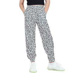 Black And White Hello Text Motif Random Pattern Kids  Elastic Waist Pants by dflcprintsclothing