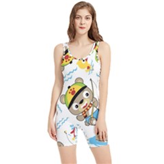 Vector-seamless-pattern-cute-fishing-animals-cartoon Women s Wrestling Singlet by Jancukart