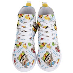 Vector-seamless-pattern-cute-fishing-animals-cartoon Women s Lightweight High Top Sneakers by Jancukart