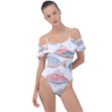 Hand-drawn-seamless-pattern-with-cute-fishes-doodle-style-pink-blue-colors Frill Detail One Piece Swimsuit View1