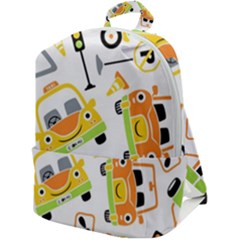 Seamless-pattern-vector-illustration-vehicles-cartoon Zip Up Backpack by Jancukart