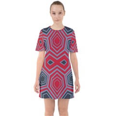 Abstract Pattern Geometric Backgrounds  Sixties Short Sleeve Mini Dress by Eskimos