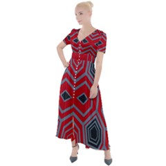 Abstract Pattern Geometric Backgrounds  Button Up Short Sleeve Maxi Dress by Eskimos