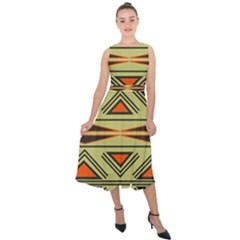 Abstract Pattern Geometric Backgrounds Midi Tie-back Chiffon Dress by Eskimos